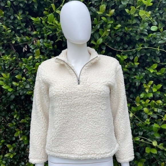 NWT Melrose & Market Nordstrom Vegan Shearling 1/4 Zip Sweater - Picture 1 of 9
